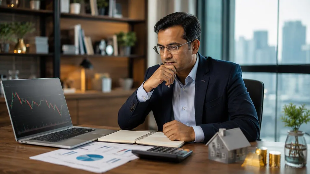Investor reviewing portfolio decisions during a market downturn