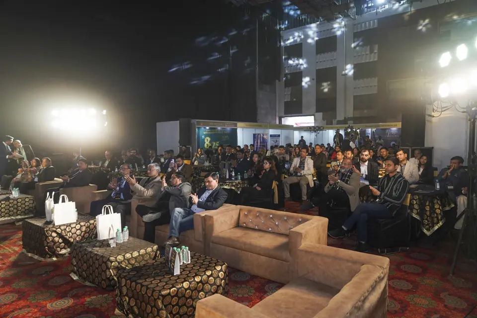Wide view of the audience and lounge seating at the MSME awards venue